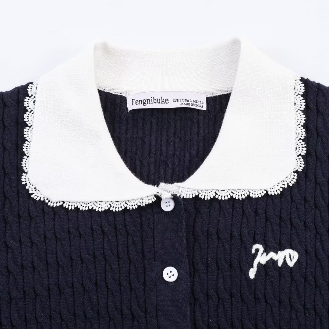 Damen Strickbluse mit eleganter Kragenverzierung EB