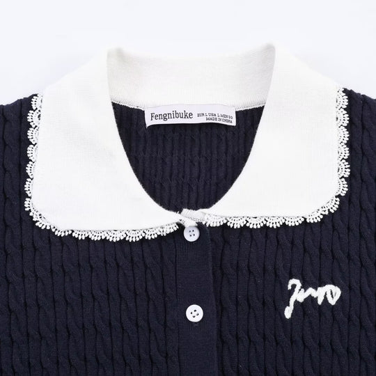 Damen Strickbluse mit eleganter Kragenverzierung EB