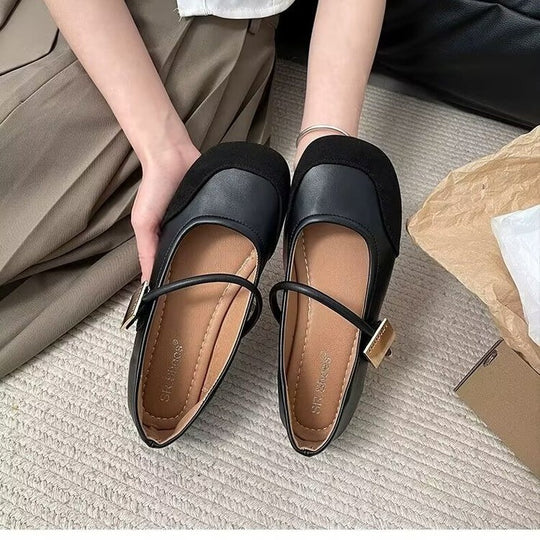 Damen elegante Ballerinas mit modischem Riemen und hochwertigen Obermaterialien EB