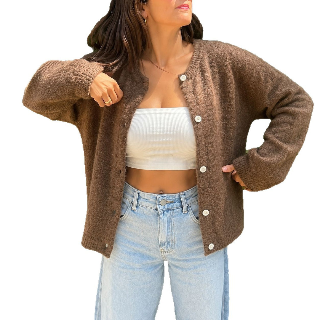 Damen kuscheliger Mohair-Cardigan mit Perlmuttknöpfen und oversized Passform Eichborn Berlin