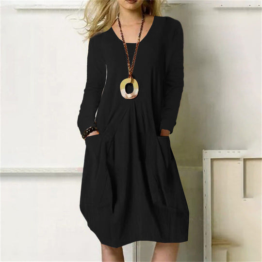 EB | Lockere Baumwoll-kleid Mit Taschen