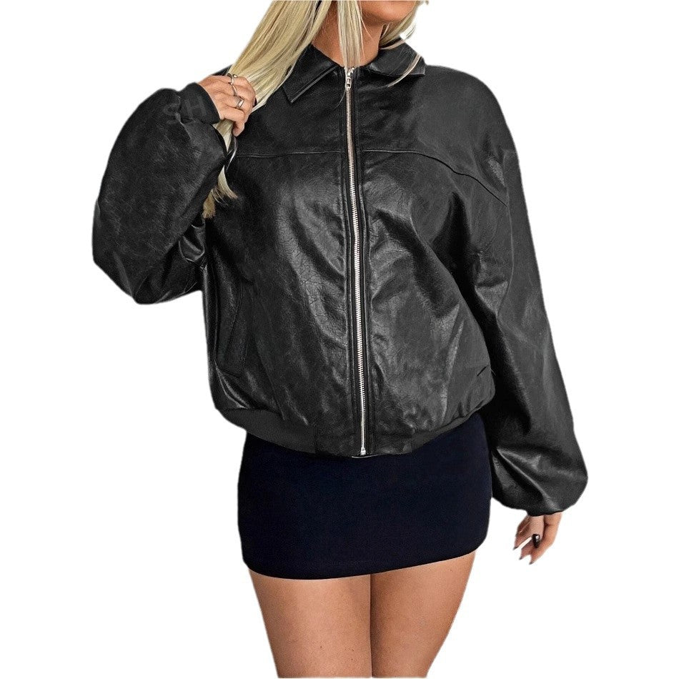 Damen Kunstleder Bomberjacke EB