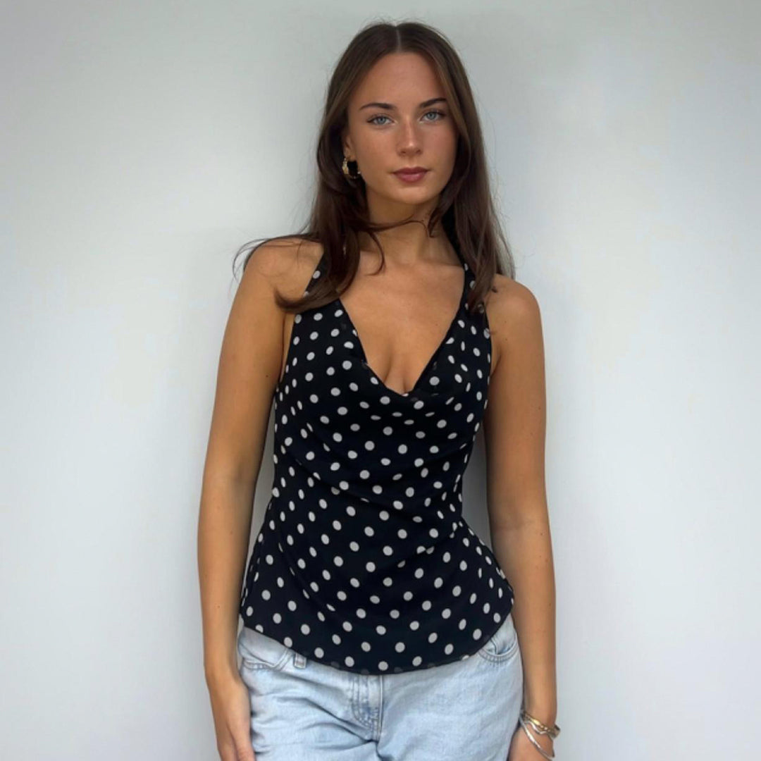 Damen Spaghetti-Trägertop mit verspieltem Punktdesign und elegantem Schnitt EB