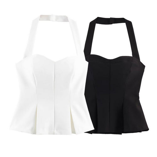Damen Haltertop mit elegantem Taillenschnitt und feinen Plisseedetails EB