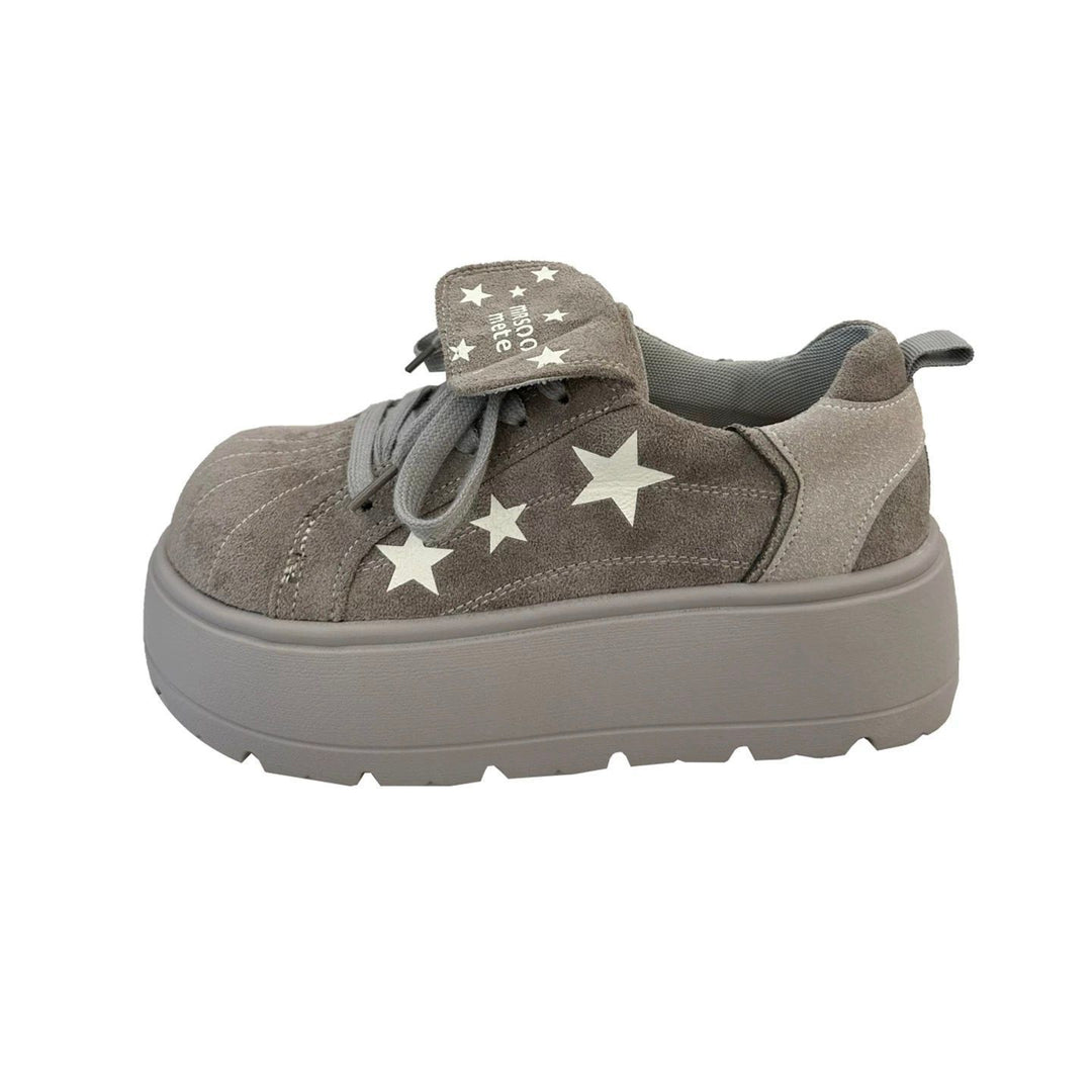 Damen Plateau-Sneaker mit modischen Sternen-Details und bequemem Klettverschluss EB