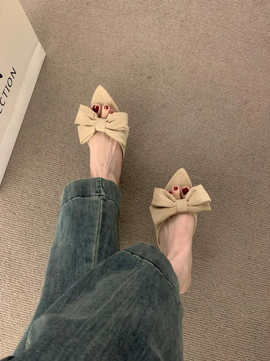 Damen elegante Pantolette mit dekorativem Schleifenapplikation EB