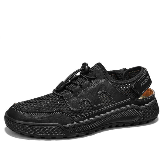 Damen Komfortable Mesh-Lederschuhe mit Schnellverschluss EB