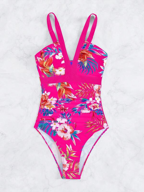 Damen Einteiliger Badeanzug mit anspruchsvollem Floral-Design EB