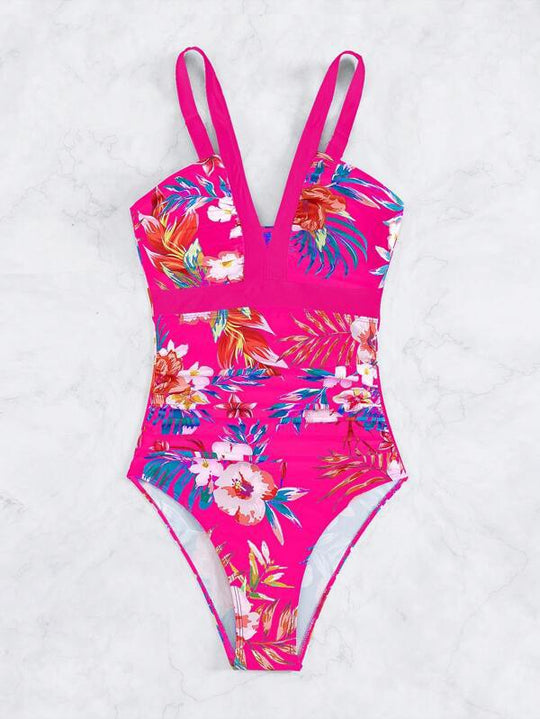 Damen Einteiliger Badeanzug mit anspruchsvollem Floral-Design EB