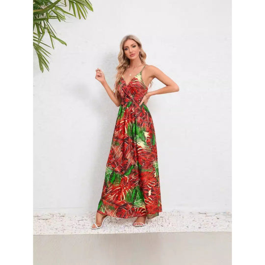 Damen Maxikleid mit floralem Design und Taillierung EB
