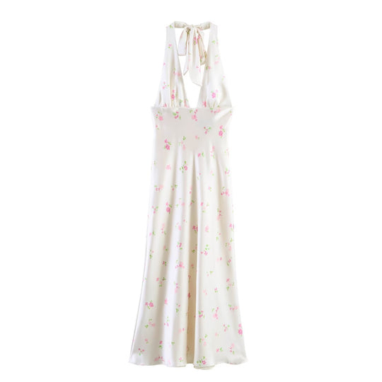 Damen Maxikleid mit feinen Rüschen und floralem Design EB