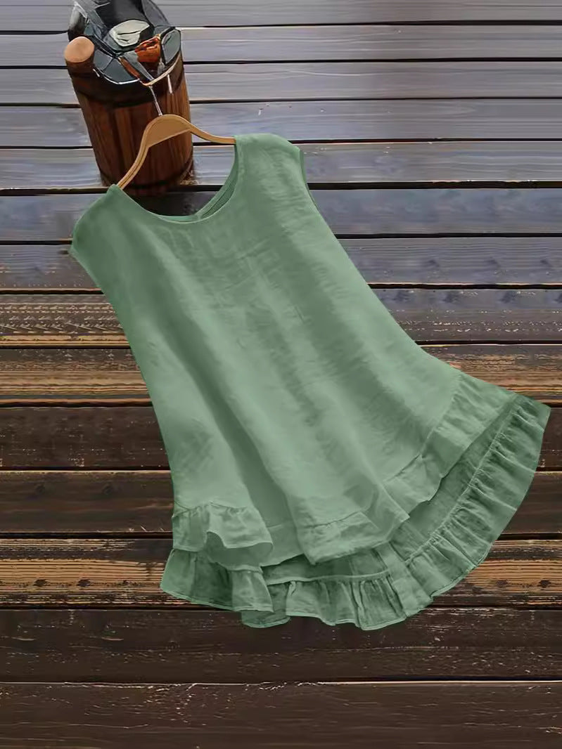 Damen Leichtes Sommerkleid aus atmungsaktivem Material mit Rüschendetails EB