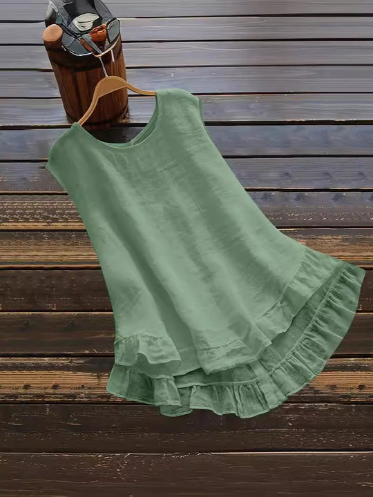 Damen Leichtes Sommerkleid aus atmungsaktivem Material mit Rüschendetails EB