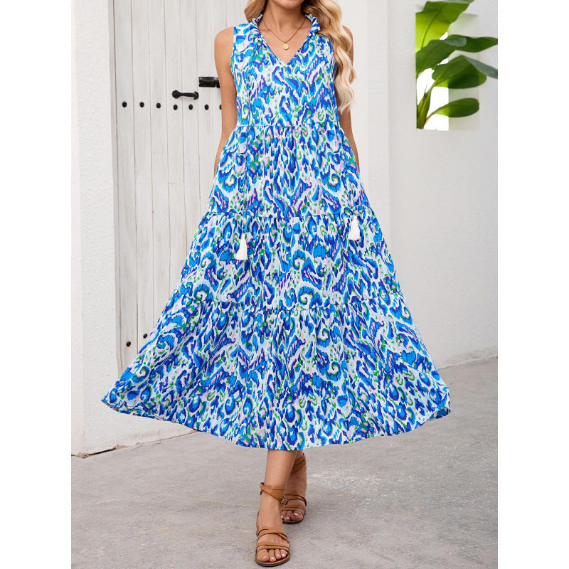 Damen Maxikleid mit fließendem Design und trendigem Rüschensaum EB