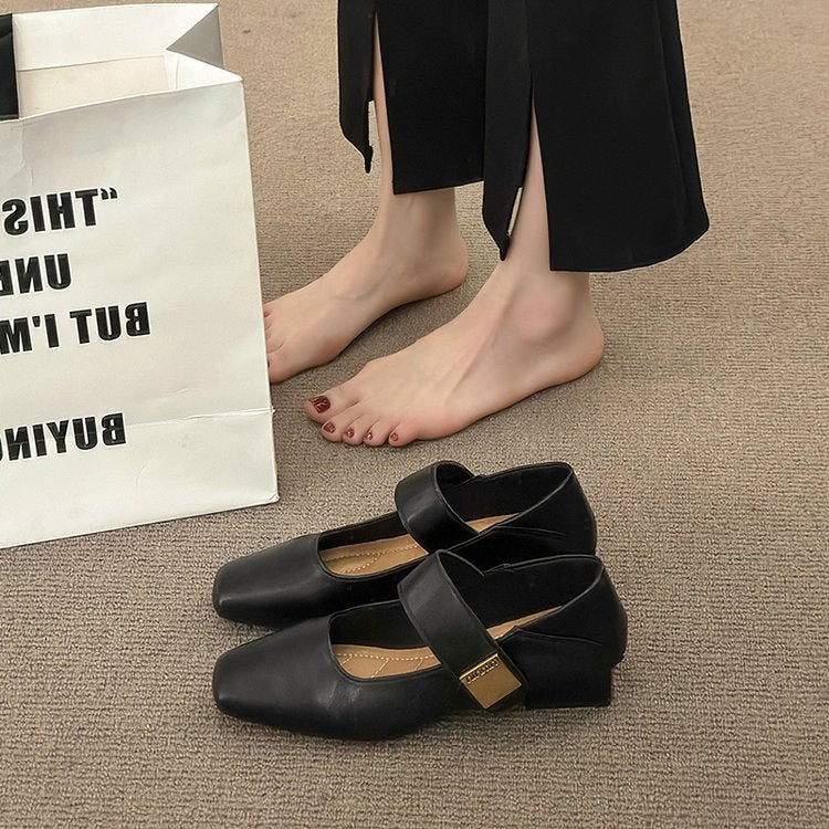 Damen elegante Mary Jane Ballerinas mit modischer Schnalle und komfortablem Fußbett EB