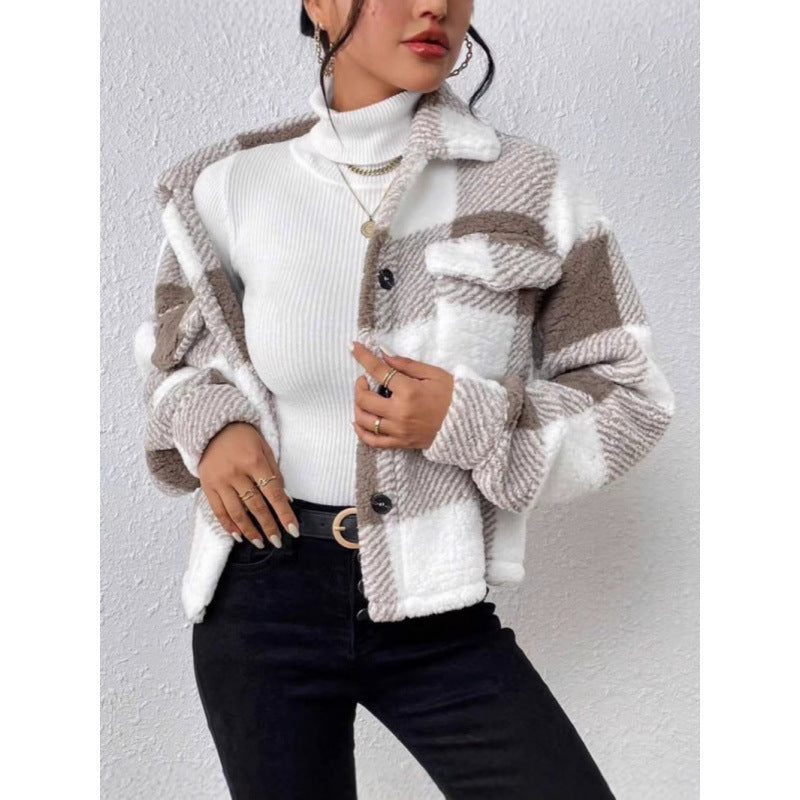 Damen Fleecejacke mit Karomuster EB