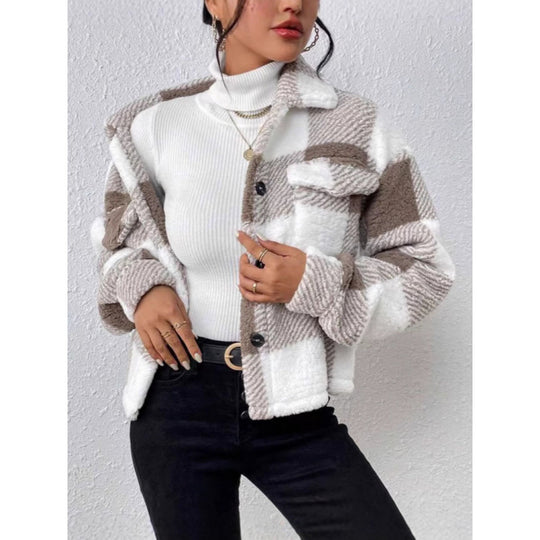 Damen Fleecejacke mit Karomuster EB