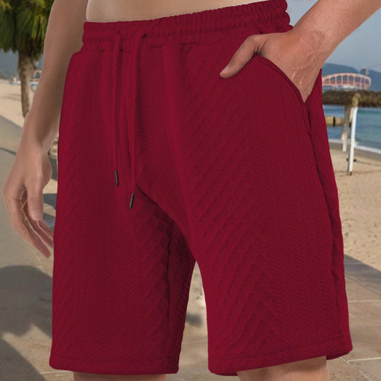 Herren nan strukturierte Strand-Bermuda aus Waffeljersey mit elastischem Kordelbund und schrägen Eingrifftaschen EB