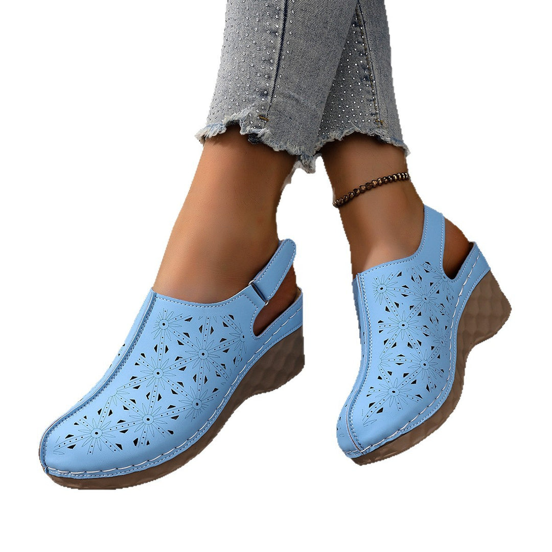 Damen Wedge-Clogs mit perforiertem Design und elastischem Einsatz EB
