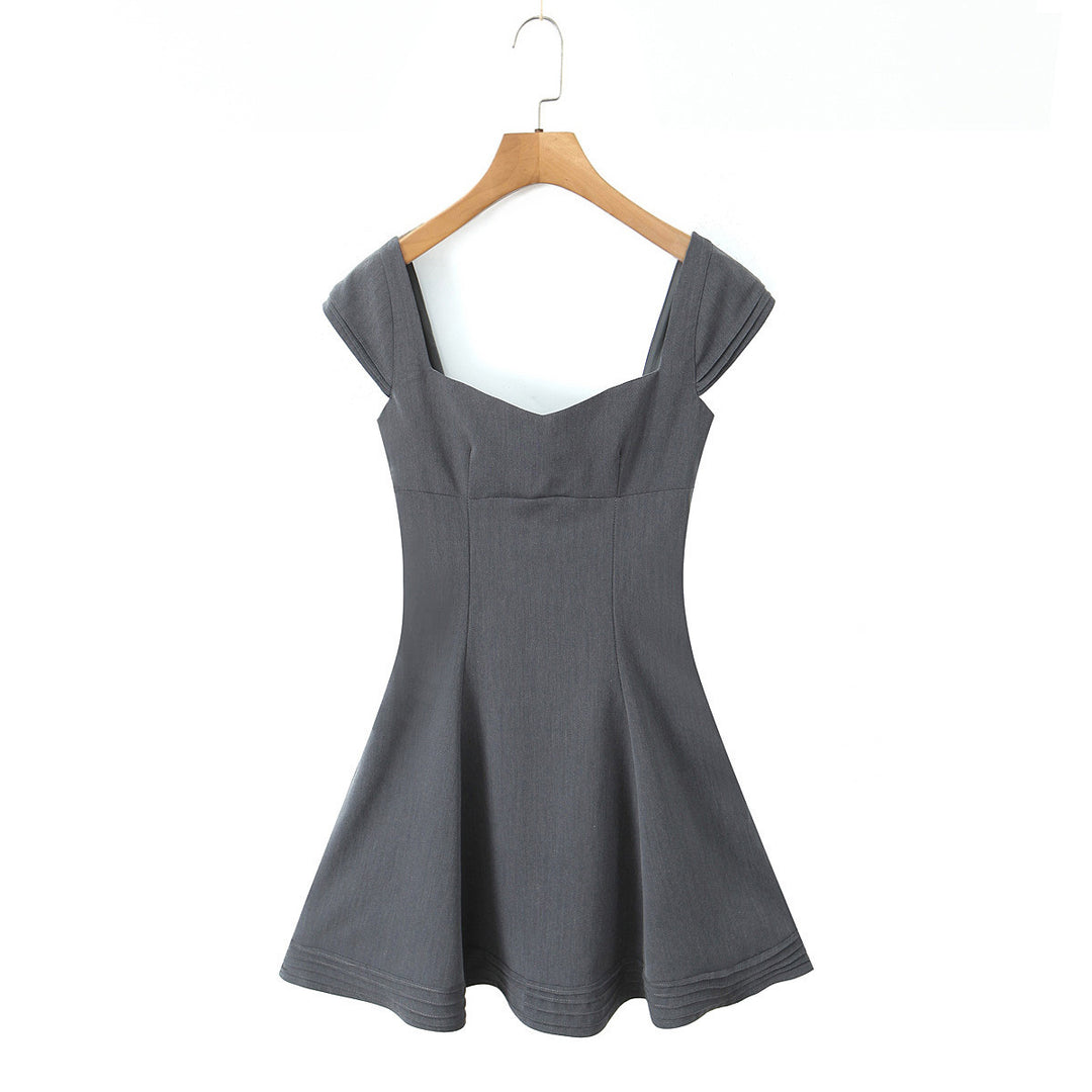 Damen A-Linien Kleid mit schickem Herz-Ausschnitt und eleganten Puffärmeln EB