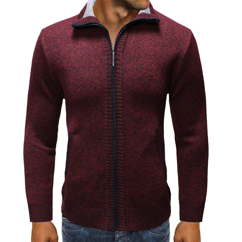 Herren Strickjacke mit Stehkragen und praktischen Taschen EB