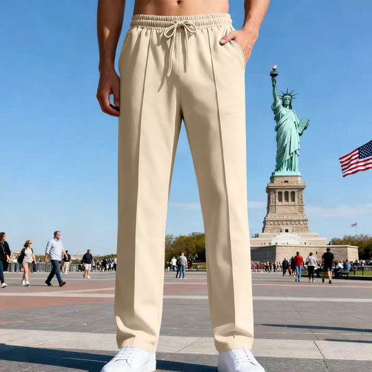 Herren nan lässig-elegante Bundfalten-Sweathose mit Bügelfalte, elastischem Tunnelzugbund und seitlichen Eingrifftaschen EB