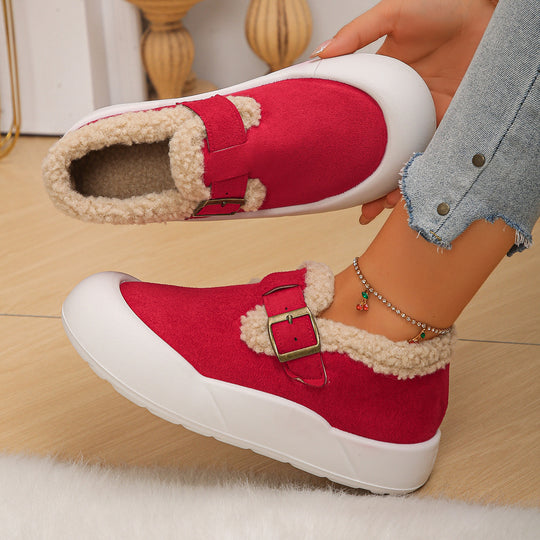 Damen Hüttenschuhe mit warmem Fleecefutter und modischem Schnallen-Detail EB