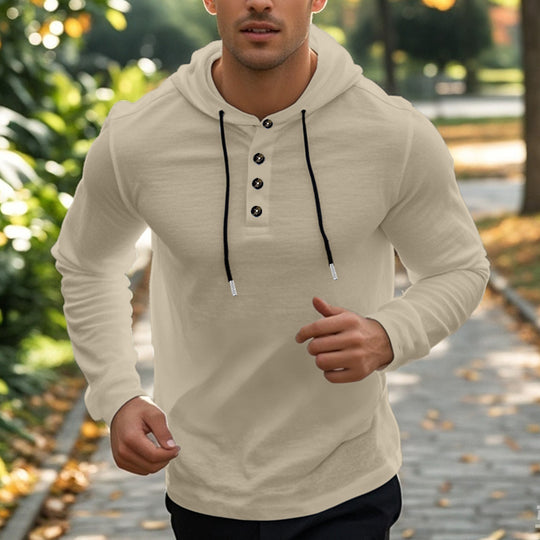 Herren Sport Hoodie mit Knopfleiste und atmungsaktiven Eigenschaften EB