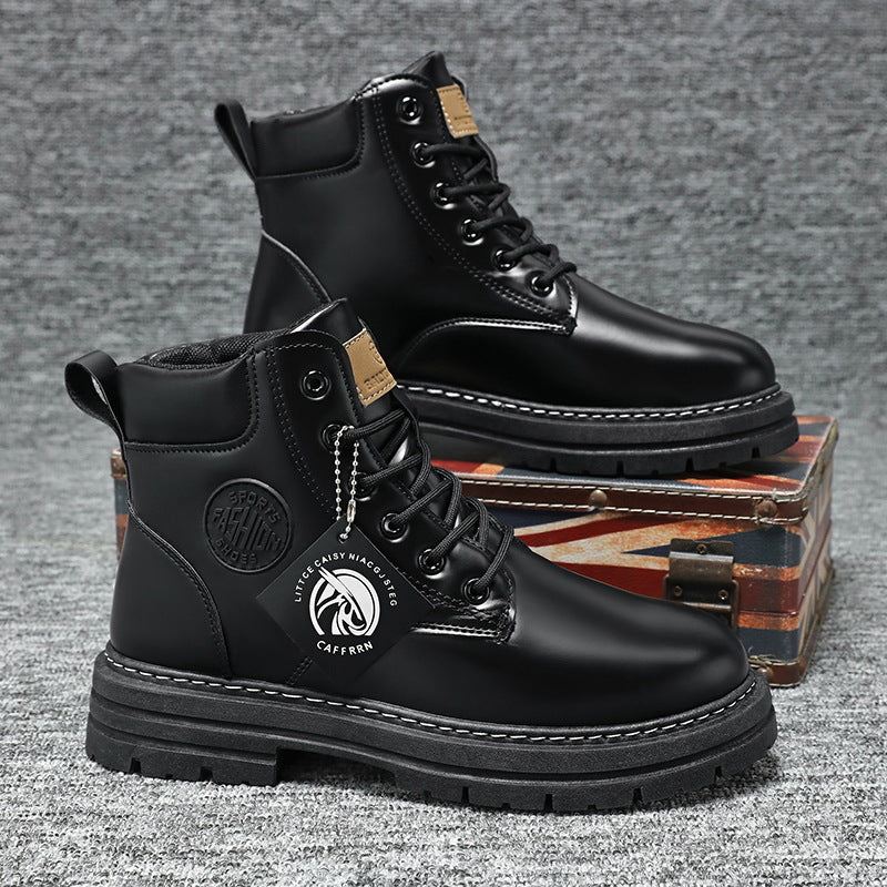 Herren Schnürstiefel aus hochwertigem Leder mit dicker Sohle EB