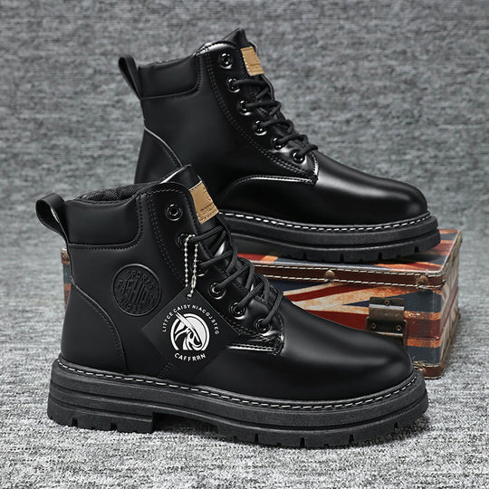 Herren Schnürstiefel aus hochwertigem Leder mit dicker Sohle EB