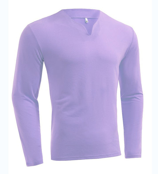 Herren nan Langarmshirt mit V-Ausschnitt Slim Fit Baumwollmix und elastischem Komfortbund EB