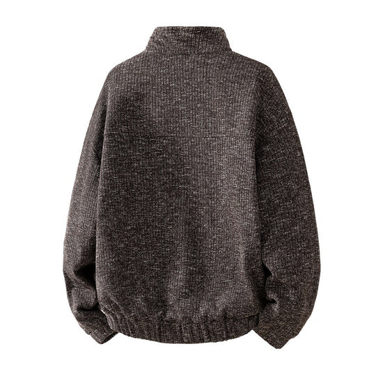 Herren strukturiertes Oversize-Sweatshirt mit Stehkragen, Druckknopfblende und Kängurutasche EB