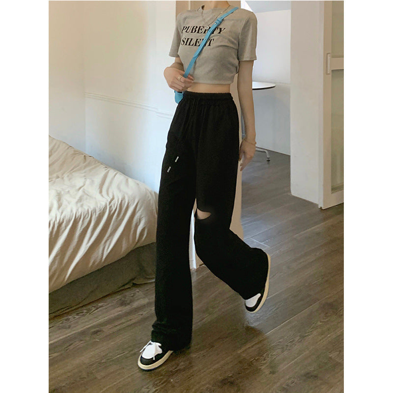 Damen bequeme Freizeithose mit modischen Cut-Out-Details EB