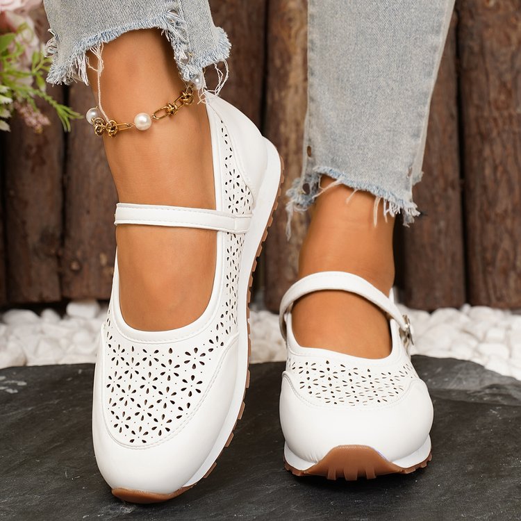 Damen Atmungsaktive Ballerinas mit dekorativer Perforation EB