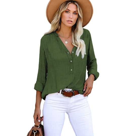 Damen Leichte und luftige Bluse mit Knopfleiste EB