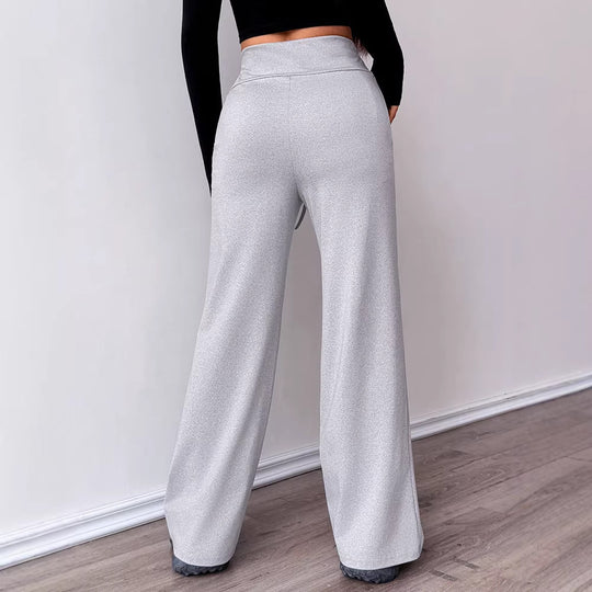 Damen Bequeme Sporthose mit hoher Taille und Kordelzug EB