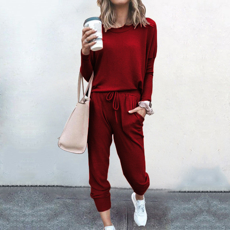 Damen Bequemer Jumpsuit mit modischem Rundhalsausschnitt und regulierbarem Bund EB