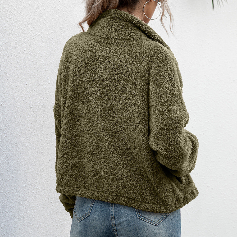 Damen Fleecejacke mit hohem Kragen und elastischem Bund EB