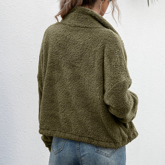 Damen Fleecejacke mit hohem Kragen und elastischem Bund EB