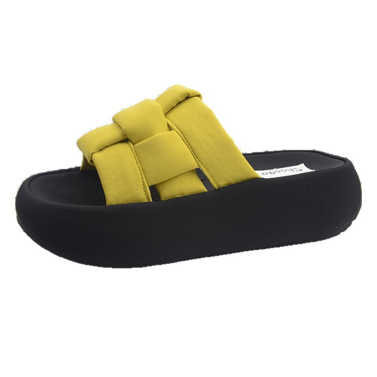 Damen bequeme Platform-Pantoletten mit gekreuzten Riemen EB