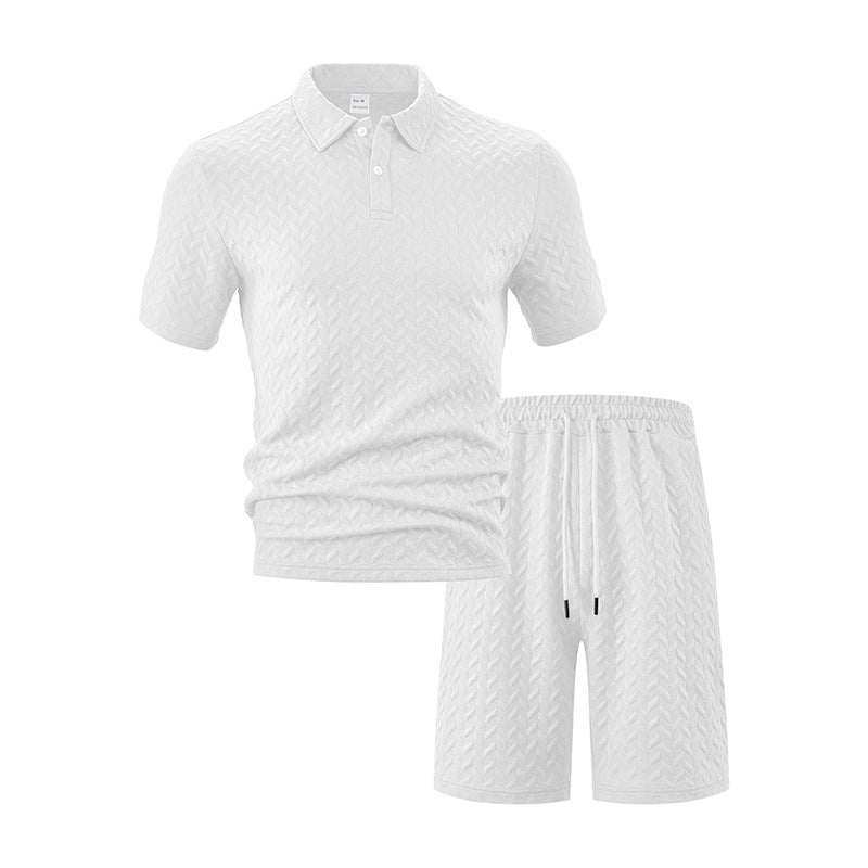 Herren elegantes Sport-Set mit strukturierter Oberfläche und bequemem Kurzarm-Polo EB