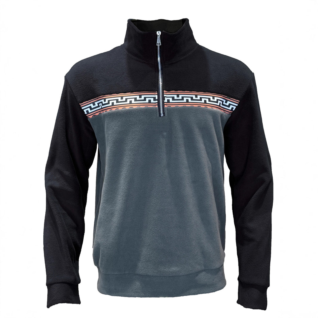 Herren Fleece-Pullover mit stylishem Stehkragen und farblich abgesetztem Muster EB