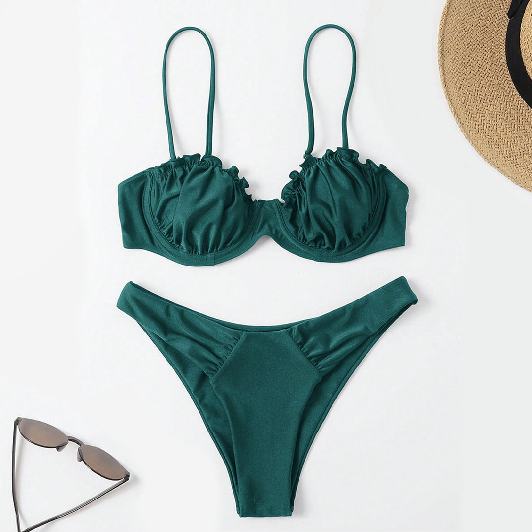 Damen Push-Up-Bikini mit Raffung und verstellbaren Trägern EB