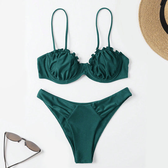 Damen Push-Up-Bikini mit Raffung und verstellbaren Trägern EB