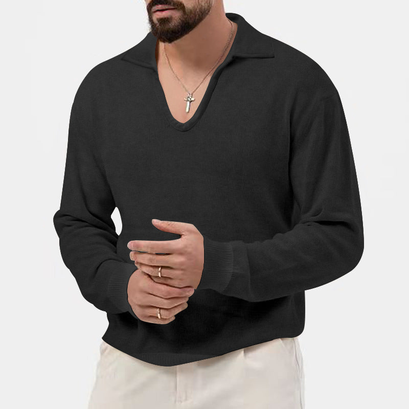Herren eleganter Pullover mit V-Ausschnitt und strukturiertem Design EB