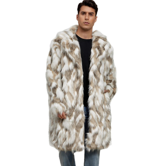 Herren Modischer Kunstpelz-Mantel mit auffälligem Tierdesign EB