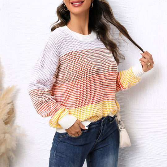 EB | Modischer Strickpullover Im Farbblockdesign