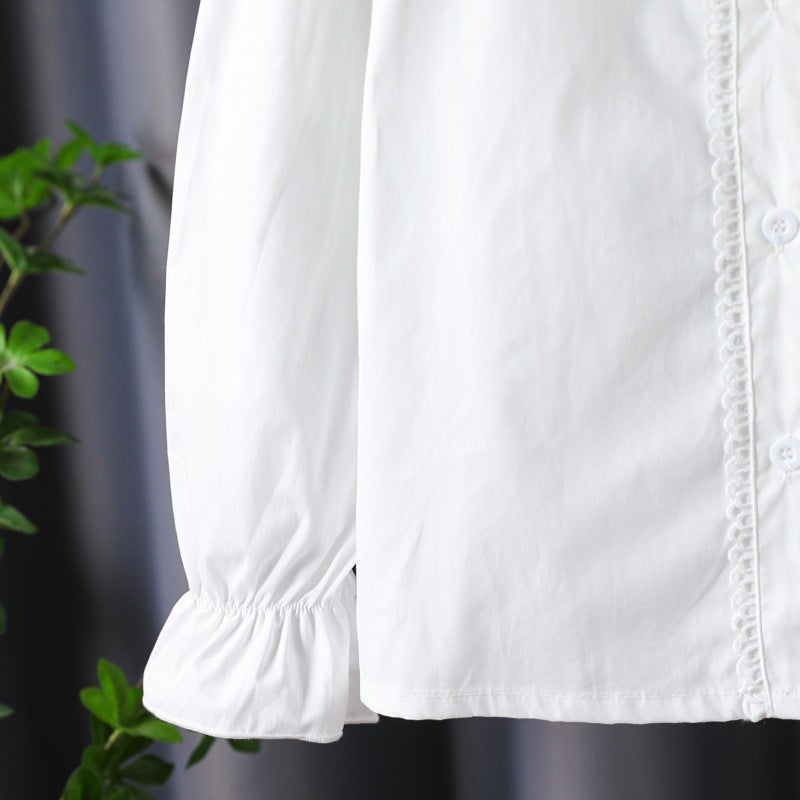 Damen Bluse mit Rüschendetails und romantischen Puffärmeln EB