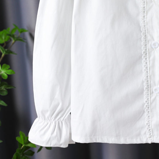 Damen Bluse mit Rüschendetails und romantischen Puffärmeln EB