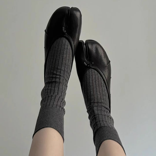 Damen Ballerinas mit raffinierter Zehenpartie und samtiger Lederverarbeitung EB